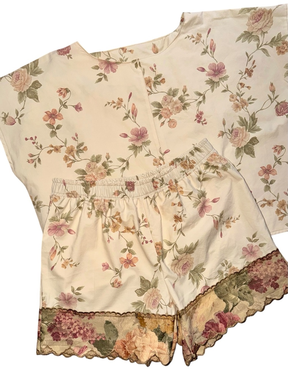 Handmade Vintage Floral Shorts Set NEW Size Medium (8-10)
